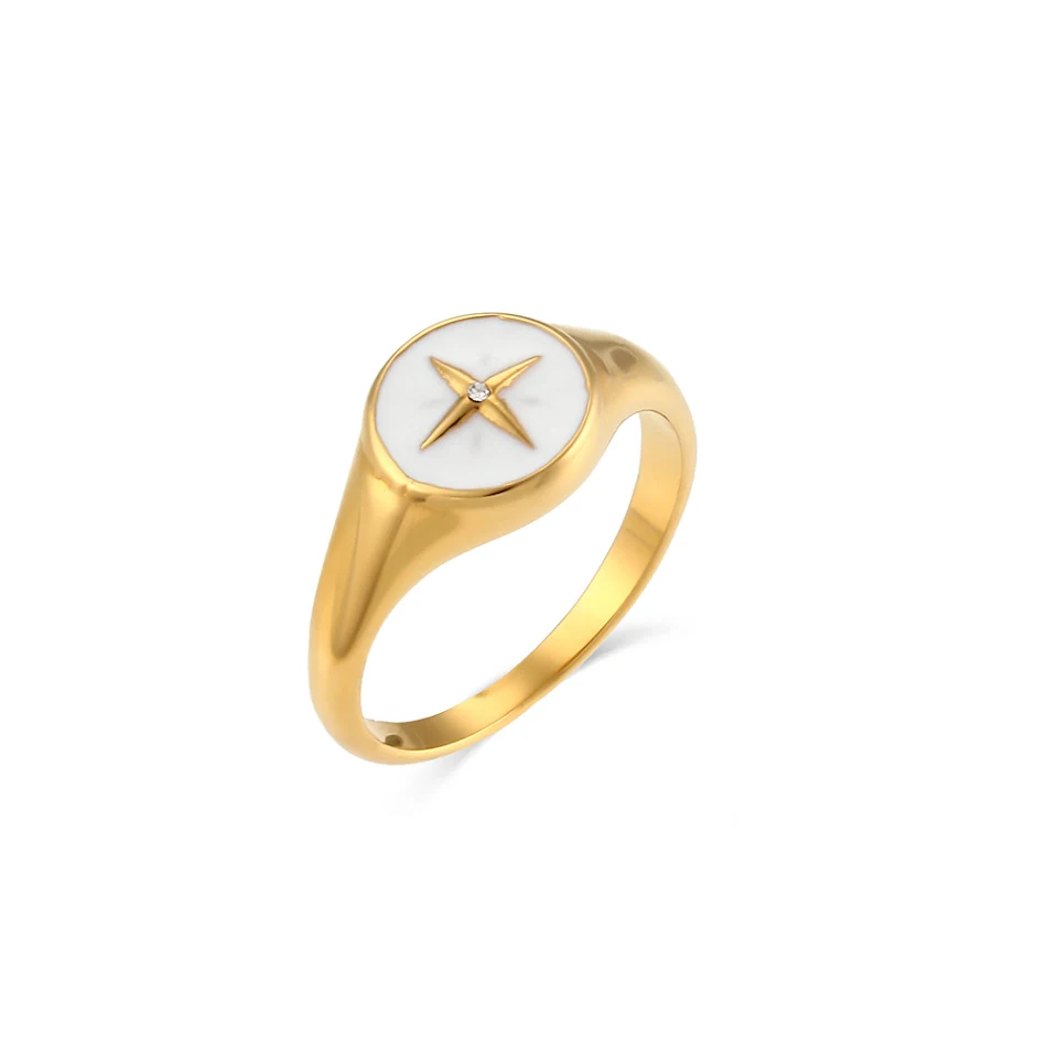 Retro INS Style Fashion Stainless Steel Drip Compass Disc Ring. A unique ring that adds a touch of retro charm and eleva