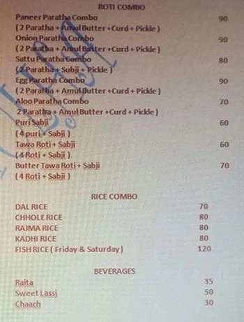 Desi Chulha menu 