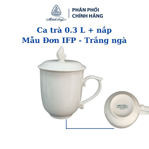 Ca Trà 0.3 Lít + Nắp - Mẫu Đơn Ifp Trắng Ngà - Gốm Sứ Cao Cấp Minh Long I