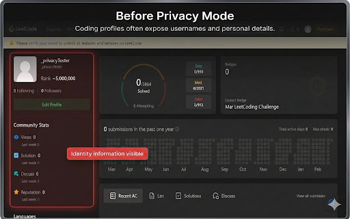 Code Profile Privacy Mode screenshot 1