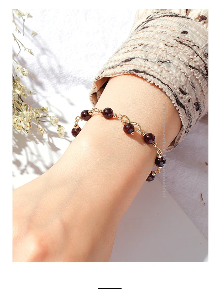 Pulseira Bardo Wine Red Garnet para mulheres