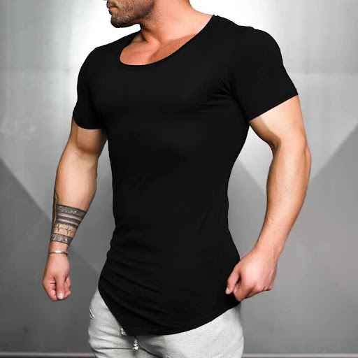 Title 3, Irregular Slim Sports T-Shirt for Men Breathabl...