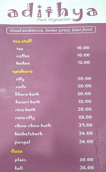 Adithya Veg Restaurant menu 