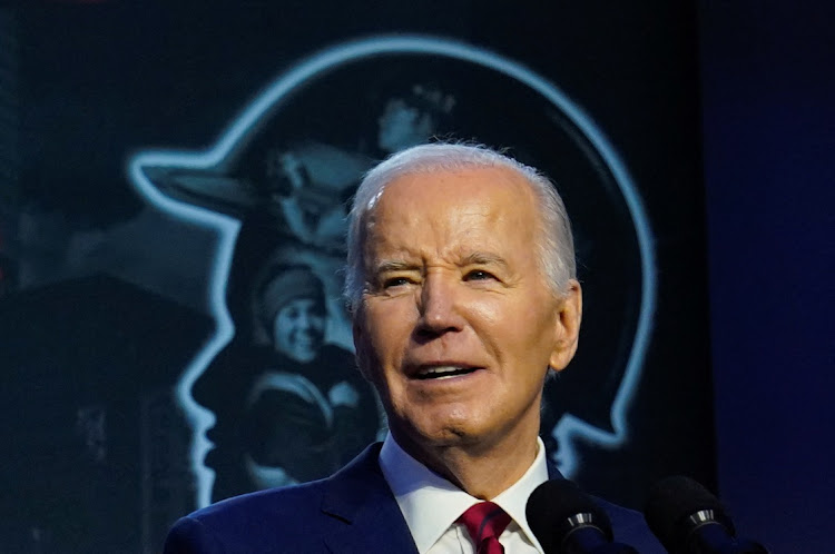 US President Joe Biden delivers remarks at a conference in Washington, US, on April 24 2024. Picture: ELIZABETH FRANTZ/REUTERS