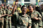 Umkhonto we Sizwe Military Veterans Association members show their support for Jacob Zuma at the state capture inquiry. 