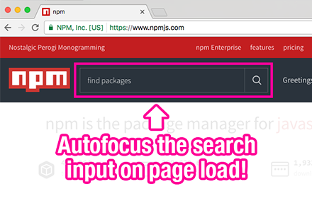 npmjs search autofocus Preview image 0