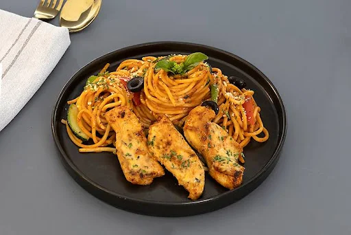 Cheesy Peri Peri Chicken Spaghetti