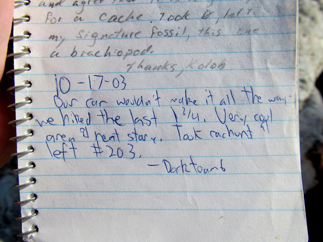 My friend Chris' log from 15 years earlier in the geocache