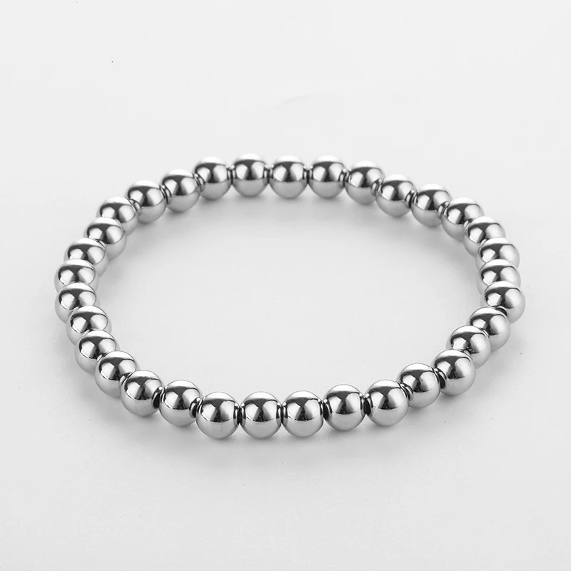 Bracciale con perline in acciaio inossidabile da donna Gioiello elegante e resistente Perfetto per l'uso quotidiano e le occasioni speciali Un accessorio moderno e versatile