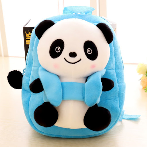 Title 8, Cartoon panda plush childrens school bag. Soft...