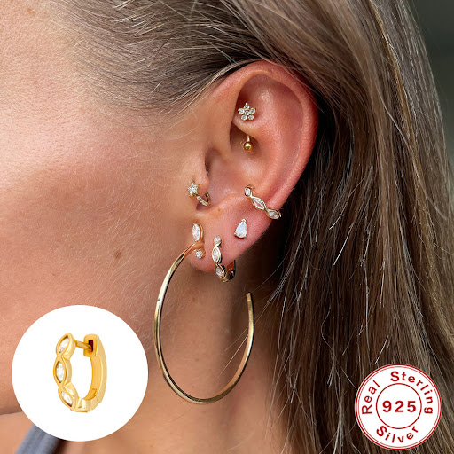 Title 1, S925 Sterling Silver Diamond Horse Eye Ear Clip...