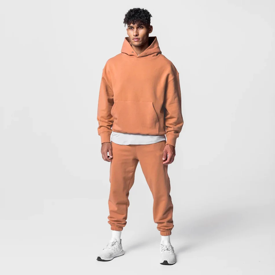 Conjuntos de entrenamiento con capucha de algodón grueso para hombre, ropa deportiva casual, sudaderas con capucha y pantalones, ideales para correr y gimnasio.
