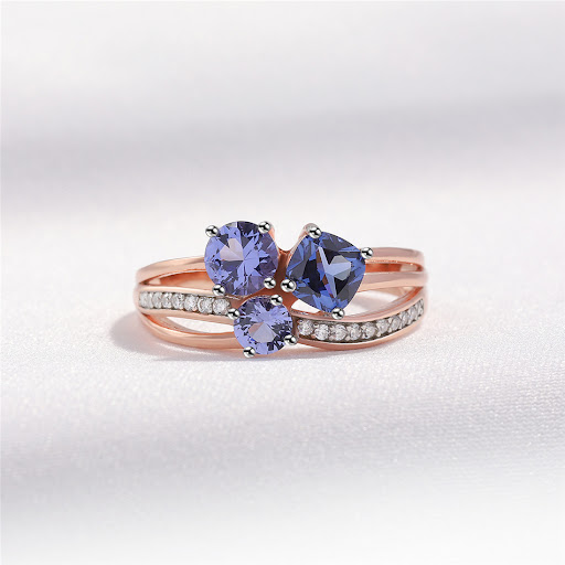 Title 5, Sterling Silver Ring with Tan and Rose Gold Col...