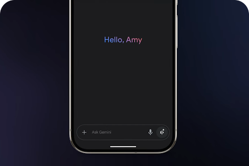 A phone showing the initial screen for Gemini