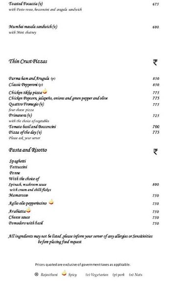 Zoya menu 