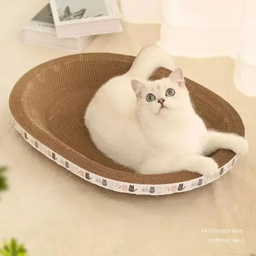 Corrugated Cat Scratcher Round Oval Grinding Claw Toys For Small Cats Wear-Resistant Thickened And Durable Scratching Bo
