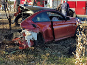 Two passengers were killed and a third seriously injured when the BMW M4 crashed on Houtkop Road in Vereeniging‚ Gauteng.