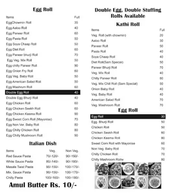 Sam Special All Chinese Food menu 