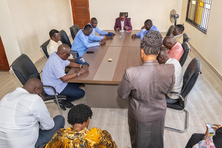 Interior and National Administration CS Kithure Kindiki holds a meeting with MPs from Turkana, in Lodwar on March 28, 2024