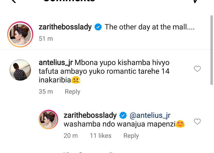 Zari responding to a fan