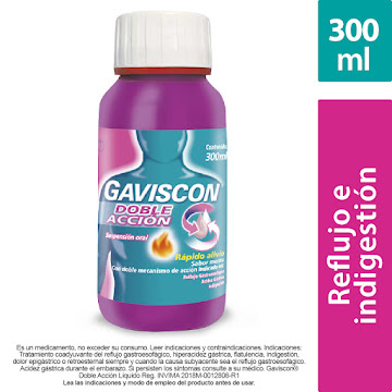 Gaviscon Doble Acción Bicarbonato de Sodio para Reflujo e Indigestión Botella x 300 ml  