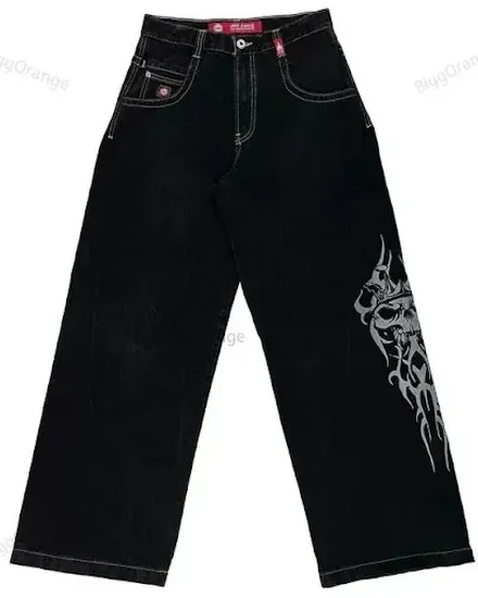 Jnco Baggy Jeans Hip Hop Rock Embroidery Pattern Men Wome... - 1