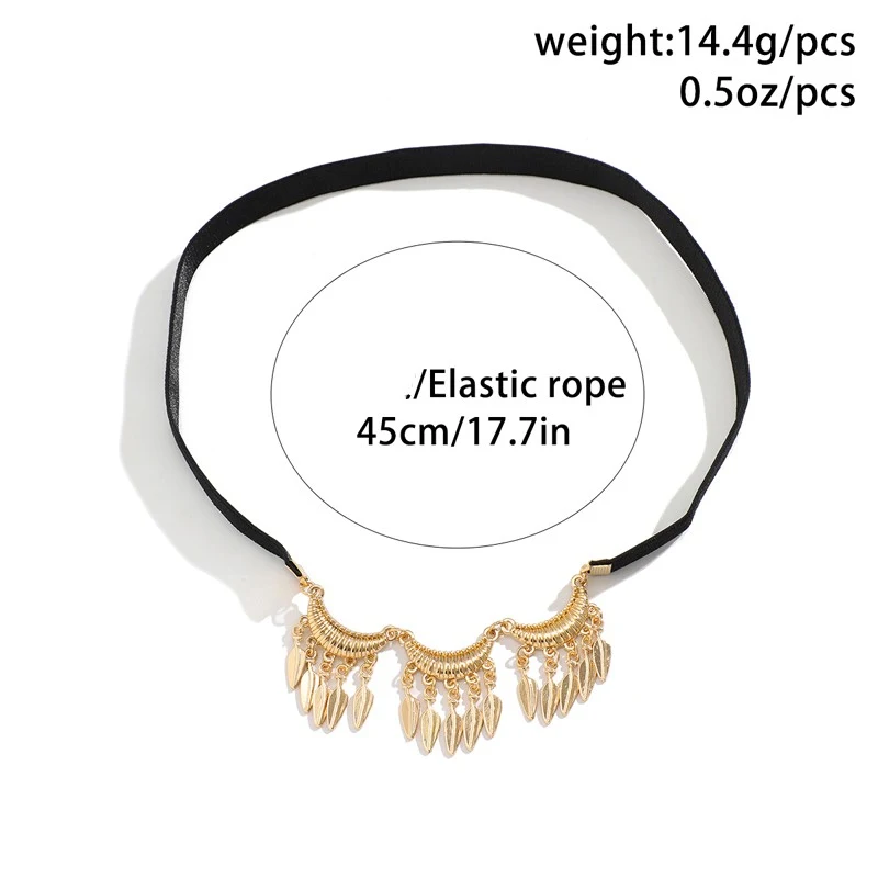 Title 2, Dames dijbeenketting met kwastjes en bladeren, ...