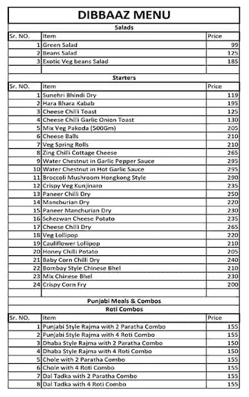 Dibbaaz menu 