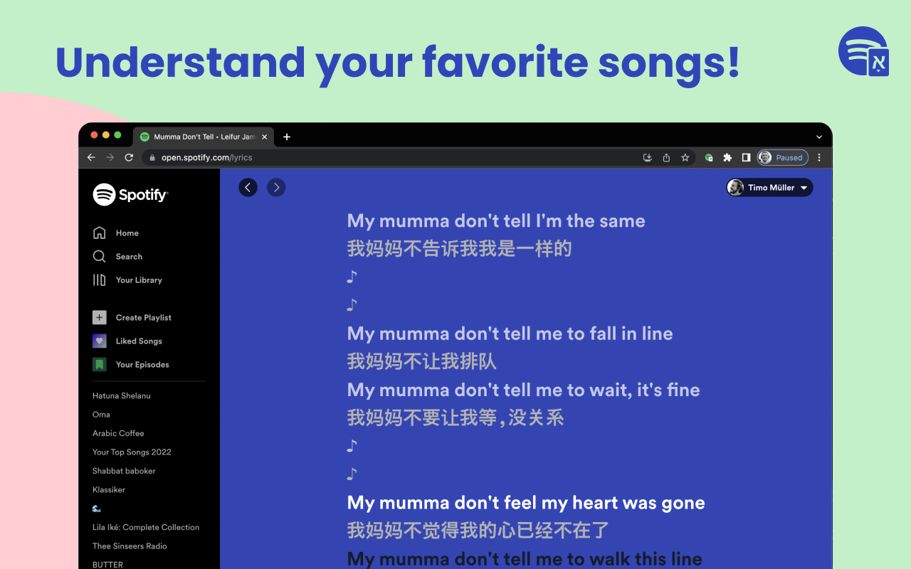 Spotify Lyrics Translator Preview image 5