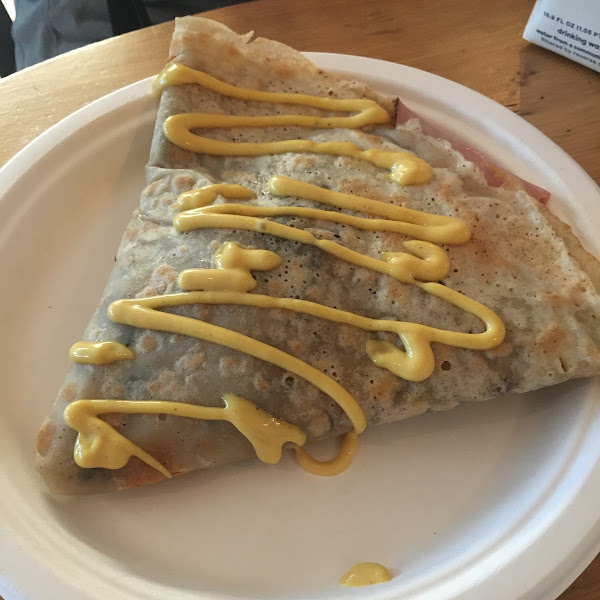 Ham, swiss, and spinach crepe