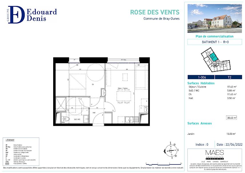 Vente appartement 2 pièces 38.55 m² à Bray-Dunes (59123), 207 000 €