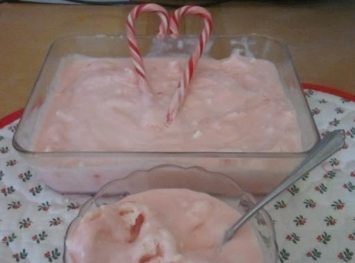 Pretty Pink Peppermint Ice Cream with Candy Cane Heart