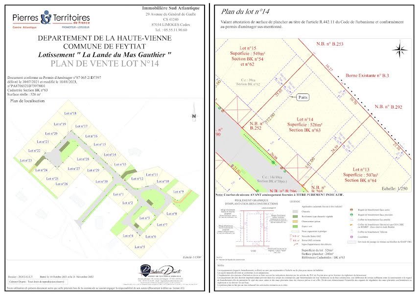 Vente terrain  526 m² à Feytiat (87220), 55 900 €