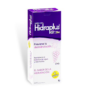 Hidraplus Zinc Uva Suero Oral Deshidratación Tecnoquimicas Caja x 4 Sachets  