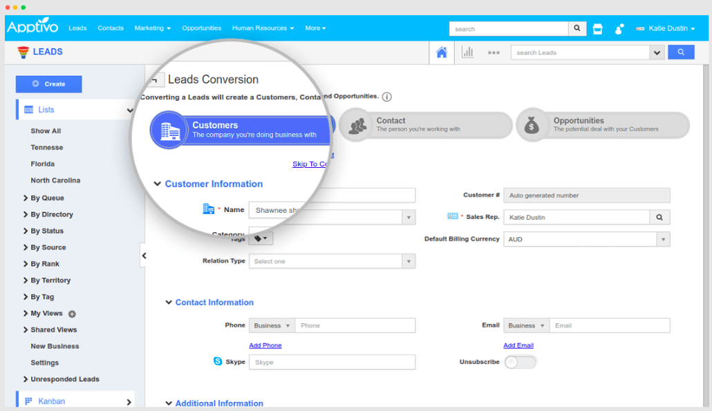 Apptivo dashboard