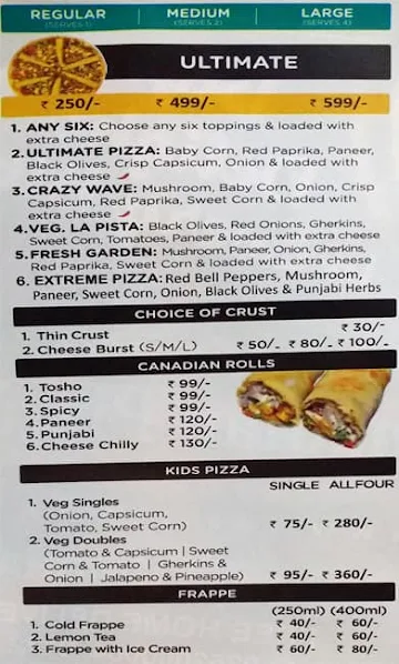 Hot & Fresh Canadian Pizza menu 