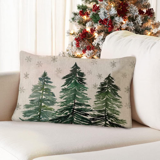 Title 4, Christmas Simple Linen Pillow Cover Home Sofa D...