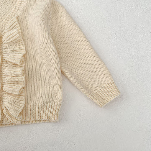 Title 13, Spring Girls V-neck Flounce Knitted Coat