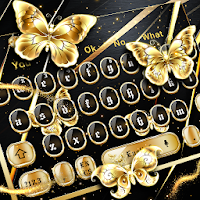 Luxury Golden Black Butterfly Keyboard