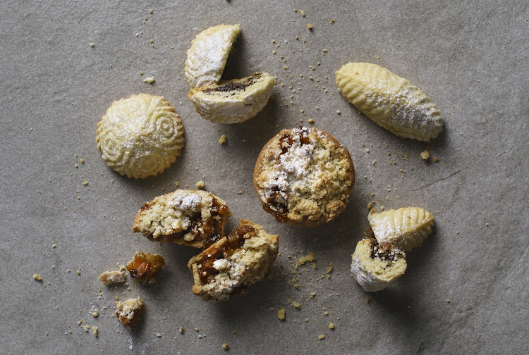 Lebanese Ma’amoul biscuits from Just Teddy Fine Boulangerie & Pâtisserie, and mince pies from Moemas.