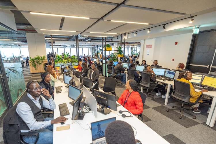 President William Ruto inside the Call Centre International(CCI) Global Contact Centre, Tatu City, Kiambu County during its launch on May 10, 2024.