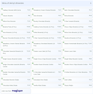 Jenny's Brownies menu 1