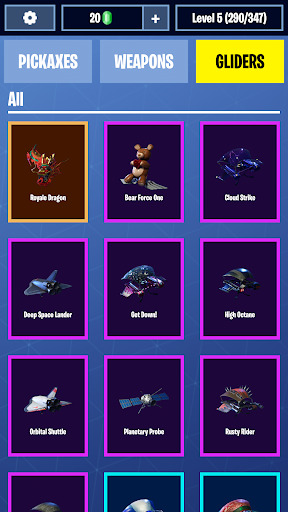 Fortnite Weapons & Pickaxes & Gliders