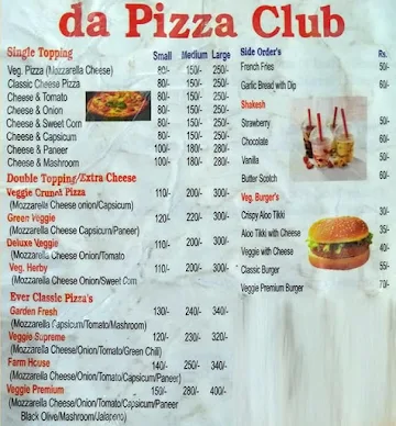 Da Pizza  Club menu 
