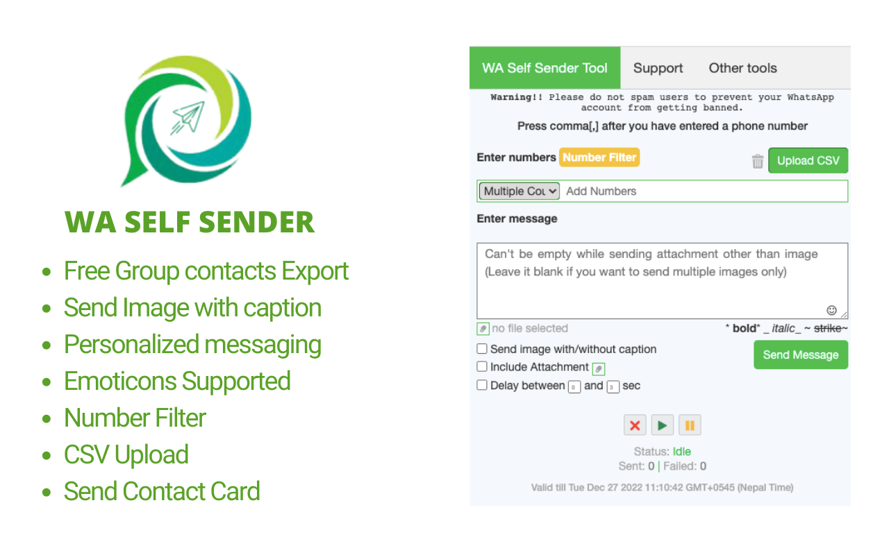 WA Self Sender - Free Messages Sender Preview image 0