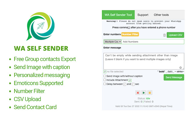 WA Self Sender - Free Messages Sender chrome extension