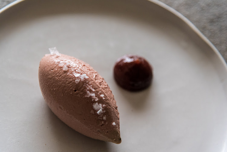 Farro parfait with black Cherry.