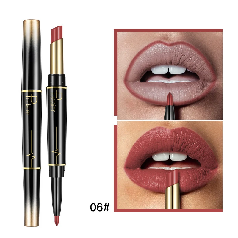 Rossetto Opaco a Doppia Punta, Contorno Labbra e Lacca Unico Prodotto per Labbra Perfette Colore Intenso e Definizione Duratura