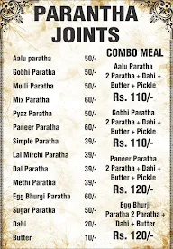 Parantha Joints menu 1