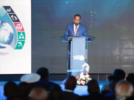 Nairobi Governor giving his speech during the ongoing Blue Economy Conference in Nairobi/Courtesy